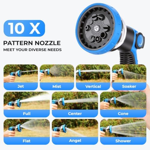 Retractable Garden Hose Reel, 1/2 in x 125 ft Heavy Duty Wall Mounted Hose Reel with Upgraded Automatic Slow Rewind System, Any Length Lock, 180° Swivel Bracket, 10-Pattern Nozzle for Outdoor Watering - Image 5