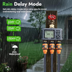 Insoma Water Timer with Brass Inlet, 3 Independent Zones Outdoor Hose Timer for Garden Faucet with Auto/Manual/Rain Delay Mode, IPX5 Waterproof, Sprinkler Irrigation Controller for Yard Lawn - Image 5