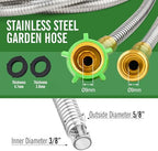 SKYWARD 100ft Stainless Steel Garden Hose,Brass Nozzle,Leakproof,Kink Free - Image 2