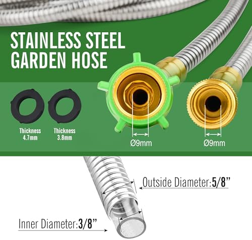 SKYWARD 100ft Stainless Steel Garden Hose,Brass Nozzle,Leakproof,Kink Free - Image 2