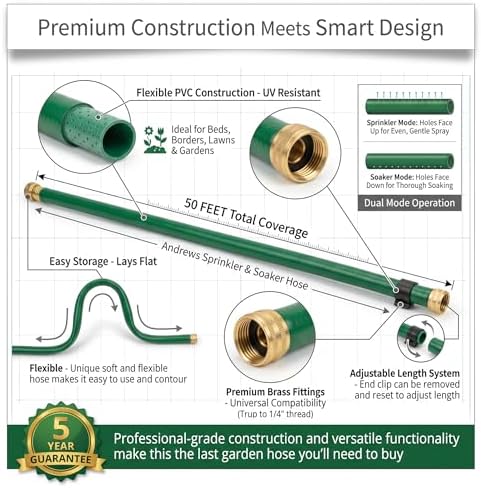Andrews 1 in. D x 100 ft L Sprinkler Soaker Hose – Garden Hose for Lawn and Beds – Water 100ft for Yard Care – 100 Ft Garden Manguera Para Jardin – Pack of 3 - Image 5