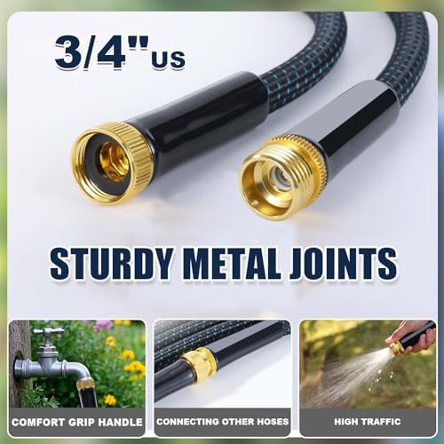 100ft Garden Hose, Flexible Water Hose with 10-Function Nozzle, Lightweight, Kink-Free, Wear-Resistant Outdoor Hose, 3/4" Rustproof Fittings for Yard, Car Wash, Pet - Image 4