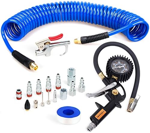 18 Pieces Air Compressor Accessories Kit with Recoil Poly Air Hose by FYPower