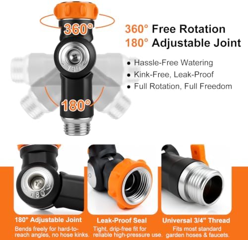 Omont Swivels 180° To 360° Garden Hose Connector Faucet Extender Metal Adjustable Water Hose Adapter Universal Water Hose Connector Fittings - Image 3