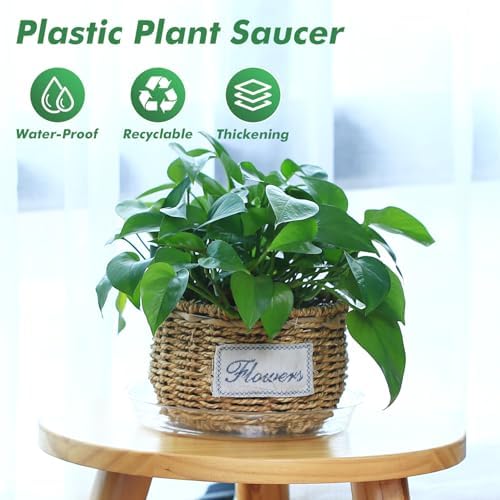 40 Pack 14 Inch Plant Saucer Clear Plant Saucers for Outdoors Plants Drip Trays Extra Large Pot Saucer No Holes Pot Saucers Planter Trays for Indoor Plants Bulk Plastic Tray for Flower, Potted Tree - Image 2