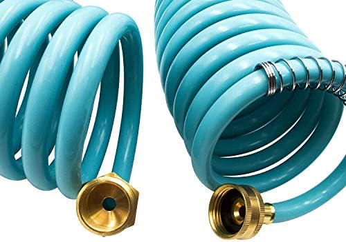 AUTOMAN Recoil Garden Water Hose 50 ft, EVA Curly Water Hose with Brass Connectors,Garden Hose Coil,Includes 7-Pattern Function Sprayer,Retractable,Corrosion Resistant Garden Coil Hose. - Image 7