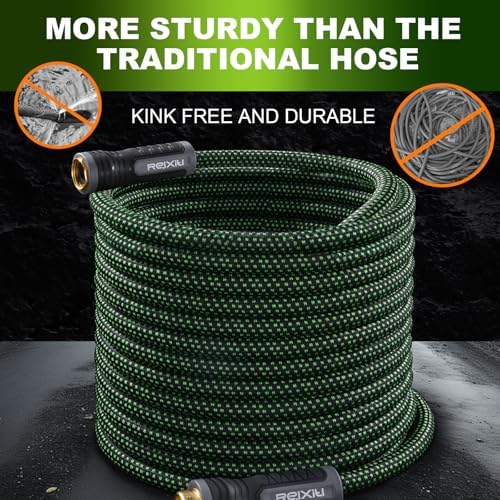 Relxitl Garden Hose, Flexible Water Hose, Ultra Lightweight Non-Expanding hose with 10 Function Sprayer, Leak proof, Pressure Resistant for Yard, Outdoor (Green, 50FT) - Image 3