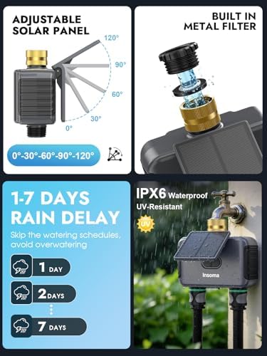 Insoma Solar WiFi Water Timer w/Adjustable 120° Solar Panel, 2-Zone Smart Sprinkler Timer Solar&Type-C Powered, APP&Voice Control Auto Irrigation for Lawn Garden, No Need Hub, Work with Alexa&Google - Image 6
