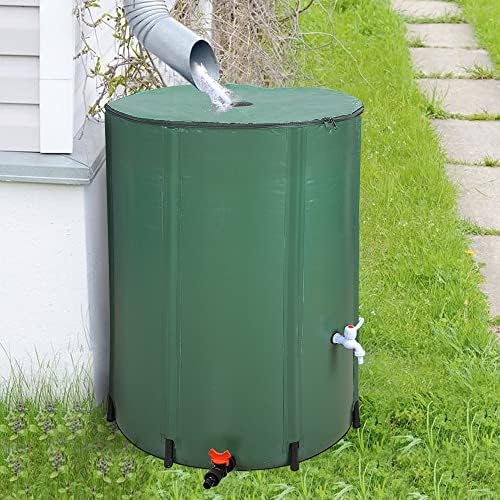 Collapsible Rain Barrel,Portable Water Storage Tank to Collect Rainwater from Gutter,Rainwater Collection System Downspout,Water Storage Tank Container with Filter Spigot Overflow(Green,132 Gallon) - Image 6