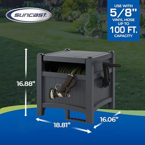 Suncast 2 Pack Hideaway Garden Hose Reel, Holds 100' of 5/8" Standard Vinyl Hose, Cyberspace Grey - Image 3