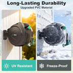 Retractable Garden Hose Reel, 100Ft x 1/2" Durable Wall Mounted Water Hose Reel with 180¡ãSwivel Bracket, 9 Pattern Sprayer, 6Ft leader hose,Smooth Automatic Rewind, Any Length Lock. - Image 3