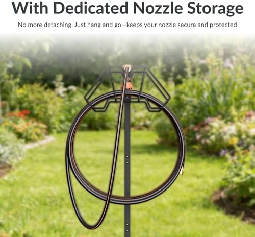 Giraffe Tools Leader Hose 6ft x 5/8", Short Water Hose for Hose Reel Connecting, Lightweight and Garden Hose Holder- Heavy-Duty Freestanding Metal Stand, Holds 150FT Hose with 4 Spikes - Image 6