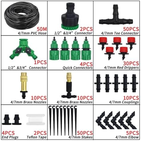 Garden supplies 5-100m Garden Watering Hose 4/7mm PVC Micro Irrigation Pipe Drip Irrigation Tubing Sprinkler 1/4'' Lawn Balcony Greenhouse Nozzle(KIT001-50M-A) - Image 2