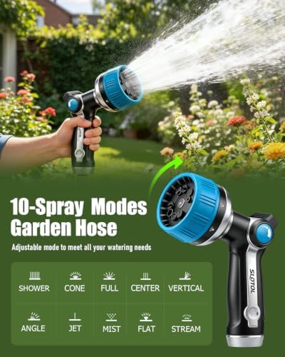 2 Pack Garden Hose Nozzle, Heavy Duty Metal Sprayer with Adjustable Spray Patterns, Easy Water Flow Control & Leak Proof Design - Image 4