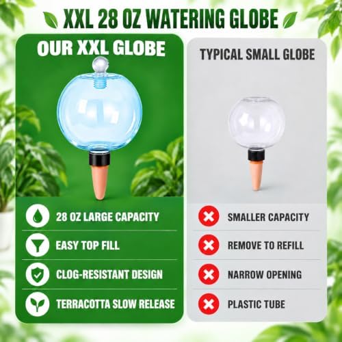 2 Pack 28 oz XXL Extra Large Self Watering Globes to 3+ Weeks Watering - Image 3