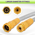 Garden Hose Metal 100FT – Heavy Duty 304 Stainless Steel Water Hose with 8-Pattern Nozzle, Lightweight, Flexible, Puncture Proof, Kink-Free, High Pressure, Solid Metal Fittings for Yard, Outdoors, RV - Image 2
