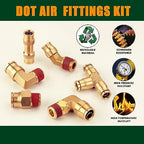37Pcs Brass DOT Air Brake Line Fittings Kit,1/4" 3/8" 1/2" NPT - Image 3