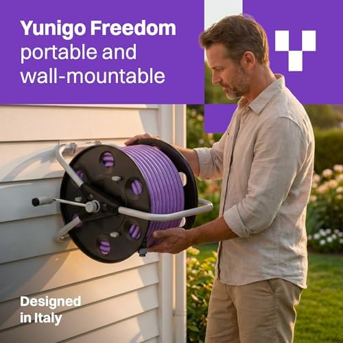 FREEDOM Portable and Wall-Mountable Garden Hose Reel equipped with 5/8' 100ft, Kink-Free Hybrid Hose, Lightweight, Easy Setup. Spray Nozzle and Leader Hose Included - Image 2
