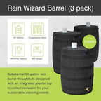 Good Ideas Rain Wizard Water Collection Barrel, 50 Gallon, Oak, 3 Pack - Image 2