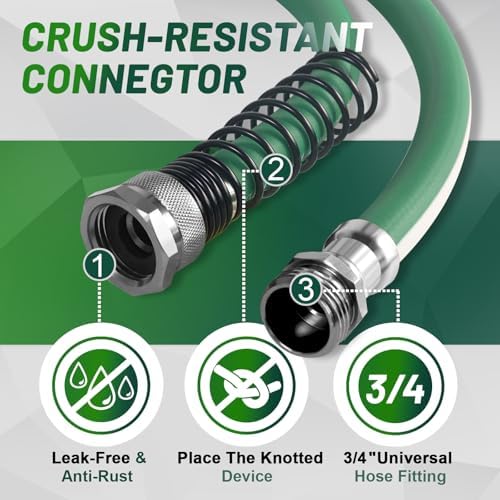 Hybrid Rubber Garden Hose 50 ft with Heavy Duty Solid Fitting - Image 3