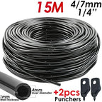 Garden Watering Hose Irrigation 4/7mm Pipe with Hole Punchers, Fit Drip Irriagtion System Kit Greenhouses Balcony 10m-30m(15m) - Image 2