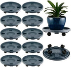 10 Packs Large Plant Caddy with Wheels 13" Rolling Plant Stands Heavy-duty Plastic Plant Roller Base Pot Movers Plant Saucer on Wheels Indoor Outdoor Plant Dolly with Casters Planter Tray Grey by KvyusFlourish