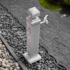Outdoor Faucet with Hose Holder, Freestanding Vertical Garden Water Column, Decorative Water Feature, Fountain, Hydrant for Yard (White)(114cm/44.9in) - Image 5