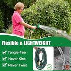 100 ft Expandable Garden Hose - Kink Free Flexible Water Hose with Thumb-Controlled 10-Function Nozzle, 3/4 Solid Connectors, Durable 3750D Fabric, 4-Layer Latex Core - Image 5