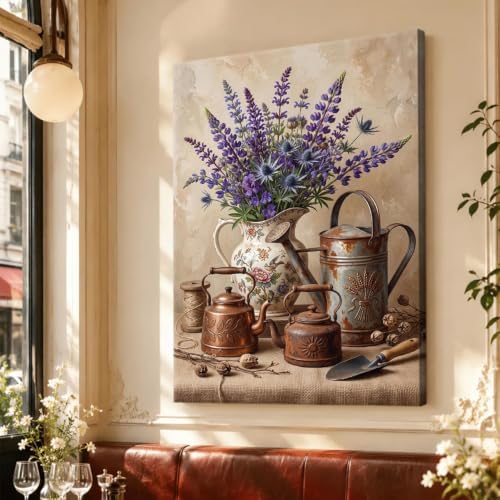 Purple Wildflowers Copper Kettle Art (Wrapped Canvas,24x36inch) - Image 3