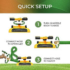Joeys Garden Rotating Lawn Sprinkler for Yard & Kids, 360° Coverage, Yellow - Image 2