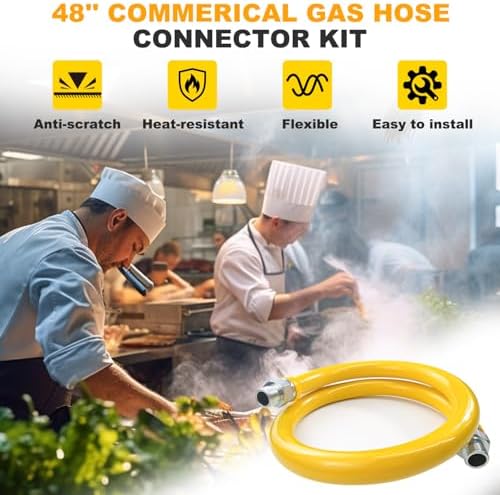 Safety System Kit, 3/4 In ID 48" Gas Hose Connector Kit with 360° Swivel Head Elbows Quick Disconnect Gas Line Hose Full Port Gas Valve Restraining Device & Swivel Connector for Commercial - Image 3