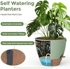 Plant Pots, 12" 10" 6" 8" Inch Self Watering Pots with Water Level Indicator, Set of 5 Flower Pots Indoor with Drainage Holes, Modern Planters for Indoor Outdoor Plants, Room & Office Décor - Image 3