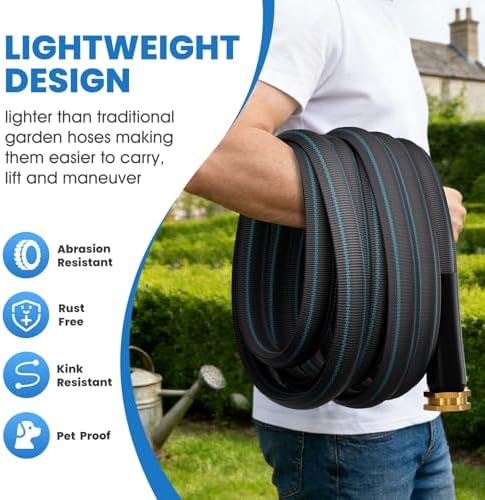 100FT Non-Expanding Garden Hose, Ultra Lightweight Water Hose, Kink-Free, Burst-Resistant, Durable & Flexible Hose, All-Weather Outdoor Hose for Lawn & Garden, Car Washing - Image 3