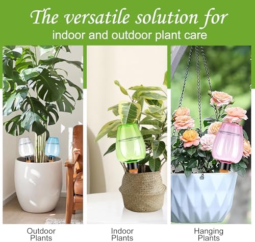 8 Pcs Plant Watering Globes Self Watering Planter Insert Plants Top Fill Water Device Plastic Water Bulbs Slow Release Terracotta for Plants, Multicolor - Image 6