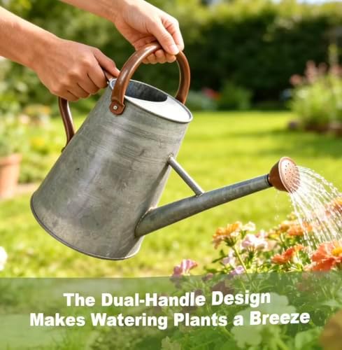 Galvanized Steel Watering Can for Outdoor&Indoor Plants，1.5 Gallon - Image 3