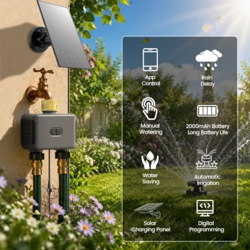 WiFi Solar Irrigation Controller Dual Outlet Timer Waterproof - Image 2