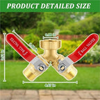 Hose Splitter 2 Way Heavy Duty Brass Garden Outdoor Full Flow Connector,Y Valve 3/4 Inch GHT Thread - Image 3