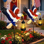 4th of July Decorations 250th anniversary 2 Pack Bald Eagle Solar Garden Lights Outdoor Waterproof, Gifts for Family and Friends, Stake Lights with Solar Lanterns, Yard Art Outside Patio Garden Decor by YJFWAL