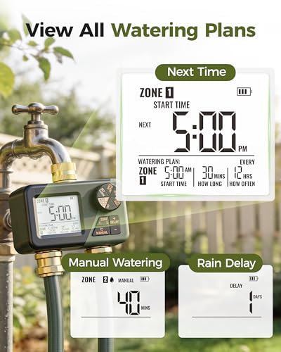 Diivoo Brass Hose Timer 2 Outlet, Sprinkler Timer for Garden Hose - Image 4