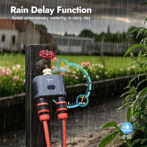 WiFi Water Timer for Garden Hose with Brass Inlet,Smart Hose Timer with WiFi Hub, APP & Voice Control,Up to 20 Watering Plans, 2-Zone Sprinkler Drip Irrigation System Controller for Yard Lawn Watering - Image 5