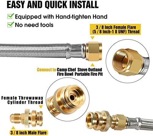 24FT rv quick connect propane hose,propane line with quick disconnect grill - Image 5
