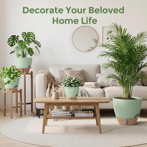 Plant Pots, 12" 10" 6" 8" Inch Self Watering Pots with Water Level Indicator, Set of 5 Flower Pots Indoor with Drainage Holes, Modern Planters for Indoor Outdoor Plants, Room & Office Décor - Image 5