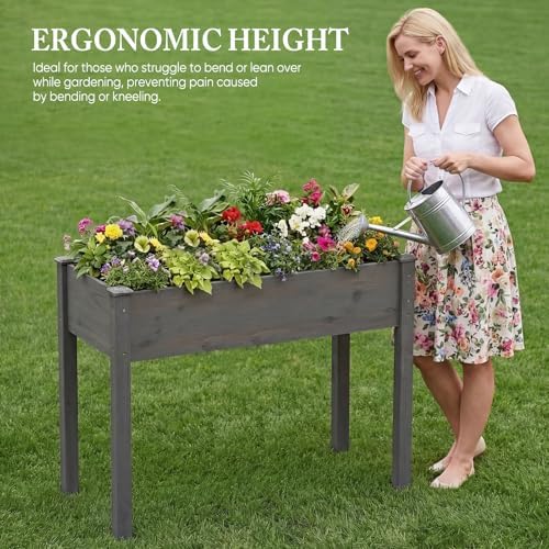 DUMOS 48x24x30 Inch Raised Garden Bed, Elevated Wood Planter Box with Legs - Image 4