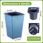 Self Watering Pots for Indoor Plants, 2 Pack Flower Pots Self Watering Planter 10.7" x 6.9" Plastic Pots African Violet Wick and Grow Pots Tall Orchid pots Square Large Plant Pots, Blue - Image 3