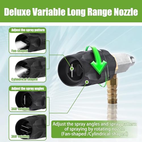 FIXFANS Adjustable Long Range Downstream Injection Nozzle Kit 4-4.5 GPM, Pressure Washer Hose Reel with Hose - Image 5