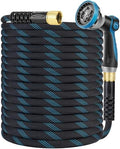 Non-Expanding Garden Hose 50 ft, Kink Free Flexible Water Hose with 10-Pattern Spray Nozzle, Lightweight Hose Pipe, Leak Proof, 3/4" Swivel Connectors, Super Fabric, Portable Storage Strap by KETTOYA