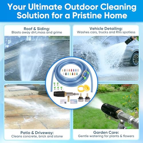 Adjustable Long Range Soft Wash Injection Nozzle Kit for Pressure Washer, Downstream Chemical Sprayer System, 4-4.5 GPM 2500-4000 PSI, 18FT Hose with 1/4" QC, For House Washing & High Reach Cleaning - Image 2