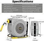 GLAHODEN Enclosed Retractable Air Hose Reel, 3/8 in x 50 Ft Hybrid Hose Air Compressor Hose Reel with 5 Ft Lead in Max 300 PSI Patented Design for Any Length Lock 180°Swivel Bracket Quick Coupler - Image 2