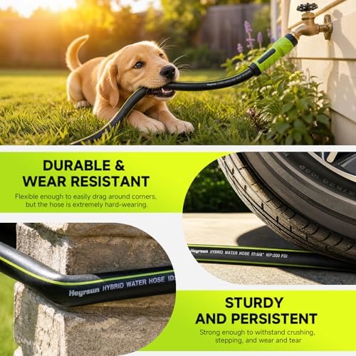 Garden Hose 100ft, Non-Expandable Heavy Duty Water Hose with 10 Function Sprayer, Flexible, Leakproof, Kink Resistant & Hybrid Hose for Yard, Outdoor, 600 PSI - Image 7
