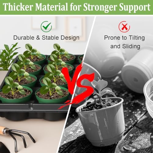 RooTrimmer 3 Inch Nursery Pots 100 Pcs with 5 Pcs 20 Cell Nursery Pot Trays, 5 Sets Seed Starting Kit for Seedlings, Propagation and Home Gardening, Sturdy Green Seeds Starter Pot Tray Germination Set - Image 3